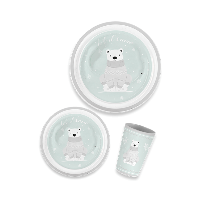 PoundFun Christmas Kids Dinnerware Set – Festive Plate, Bowl & Cup
