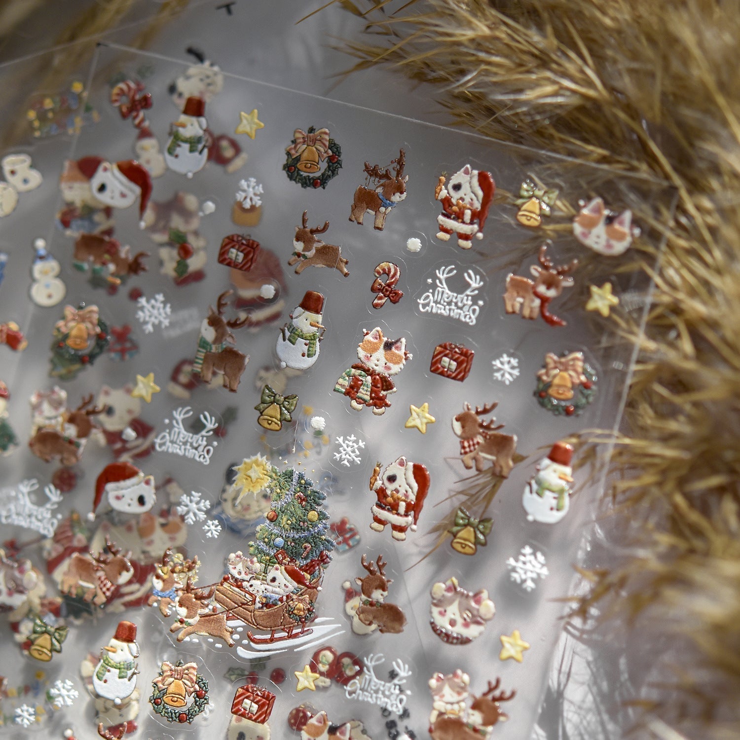 Christmas Kitty Nail Deco Stickers – LuLuFun Studio Holiday Nail Art