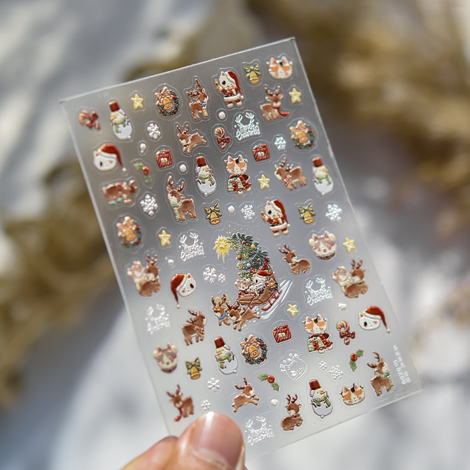 Christmas Kitty Nail Deco Stickers – LuLuFun Studio Holiday Nail Art