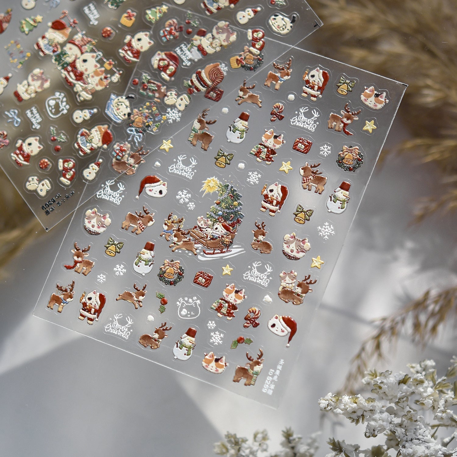 Christmas Kitty Nail Deco Stickers – LuLuFun Studio Holiday Nail Art