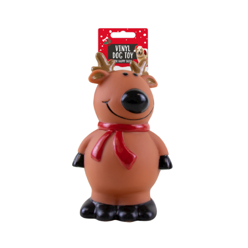 PoundFun Christmas Reindeer Squeaking Dog Toy – Festive Plush Pet Toy