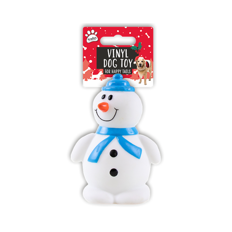 PoundFun Christmas Snowman Squeaking Dog Toy – Festive Interactive Plush