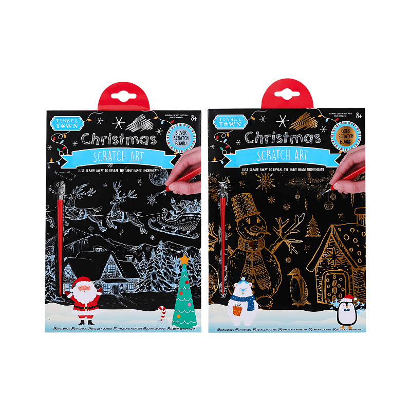 PoundFun Christmas Scratch Art Set - Festive Holiday Craft Kit for Kids