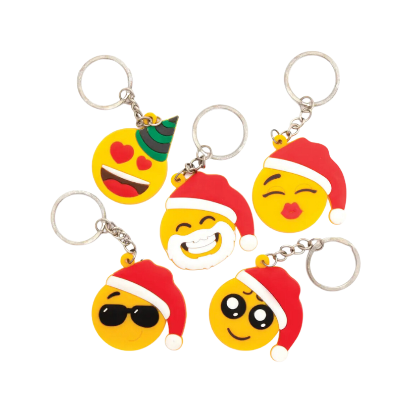 PoundFun Christmas Faces Keyring – Festive Novelty Holiday Keychain