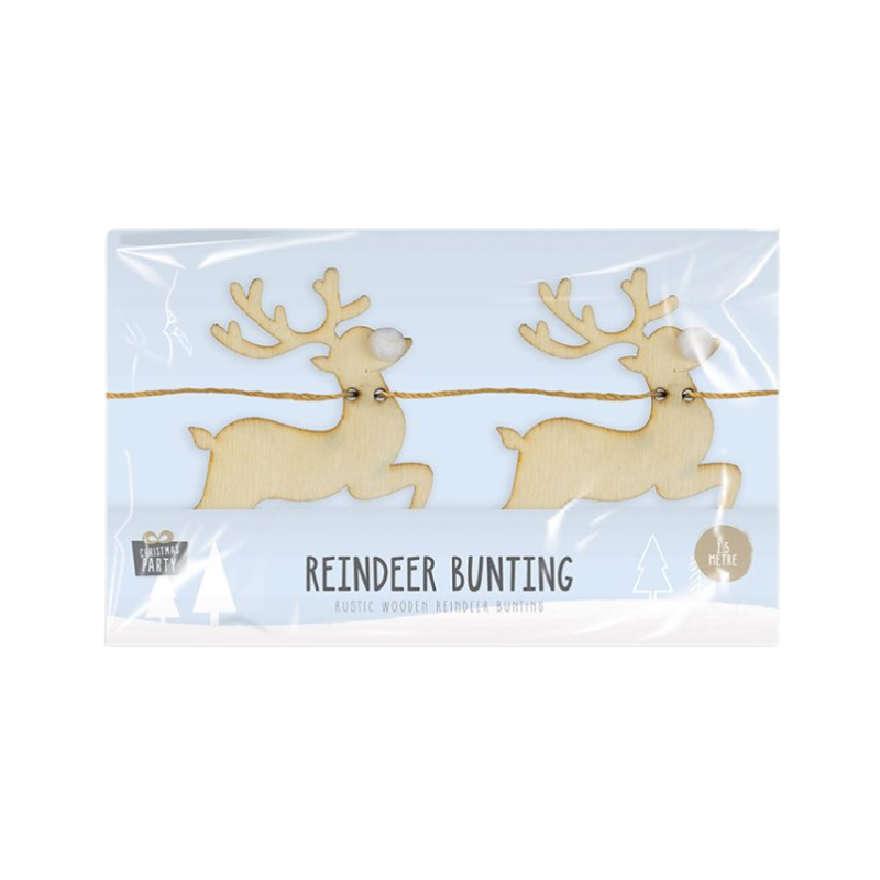 PoundFun Christmas Reindeer Bunting – Festive Holiday Garland Decoration