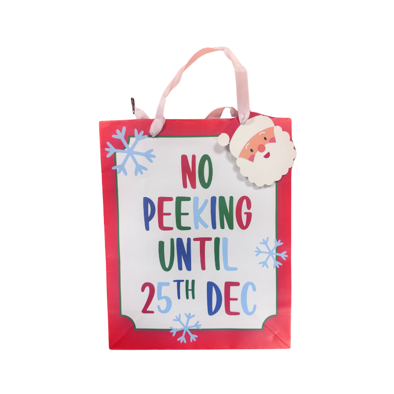 PoundFun Christmas Santa Gift Bag – Reusable Eco-Friendly Paper Wrap