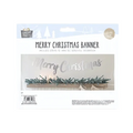 PoundFun Christmas Silver Banner – Festive Holiday Party Wall Decoration