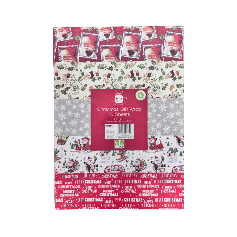 PoundFun Christmas Wrapping Paper – 10 Sheets of Festive Holiday Designs