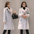 Lambswool Coat for Women – Korean Style Long Overcoat