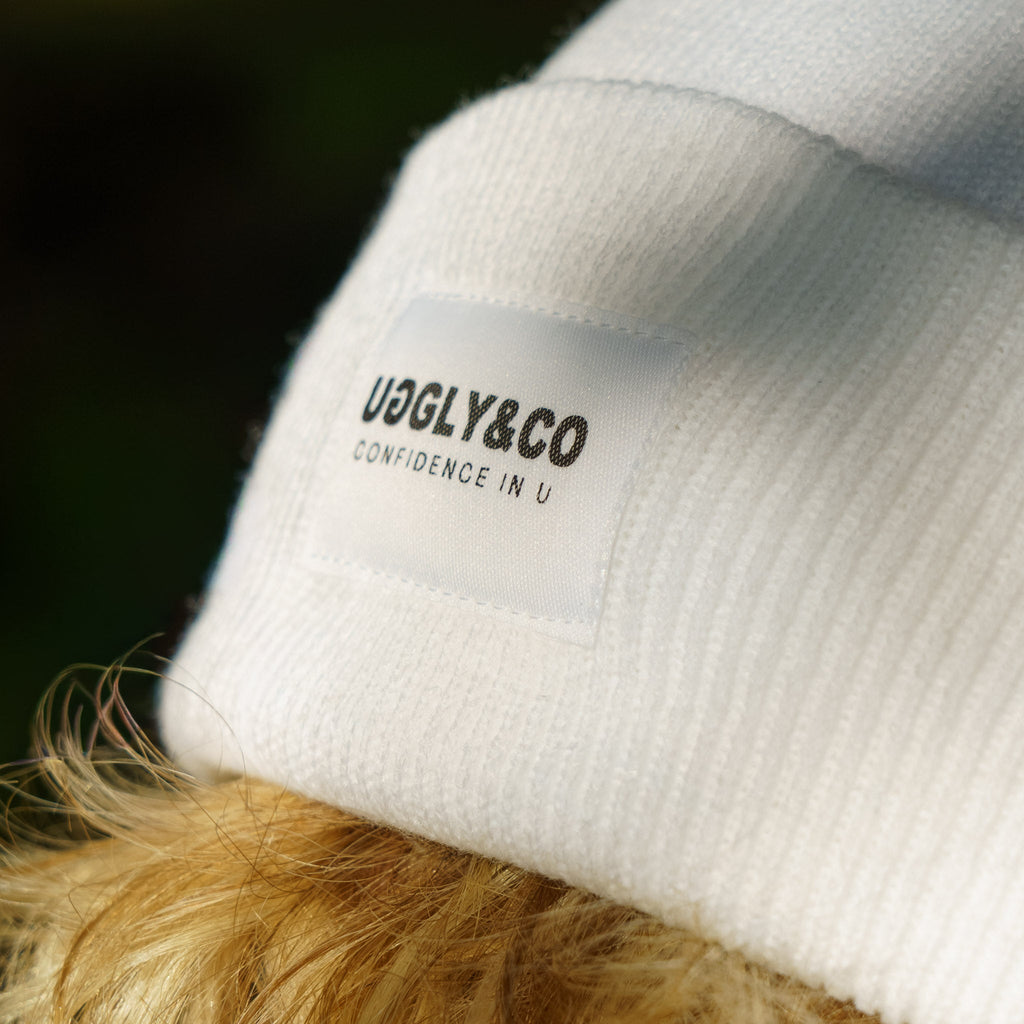 Uggly and Co White Beanie – Soft Acrylic Double Layer Knit Hat