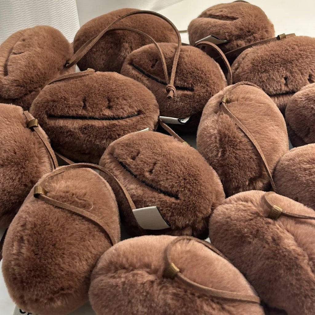 LuLuFun Studio Coffee Bean Plush Bag Charm – Scented Keychain Brown