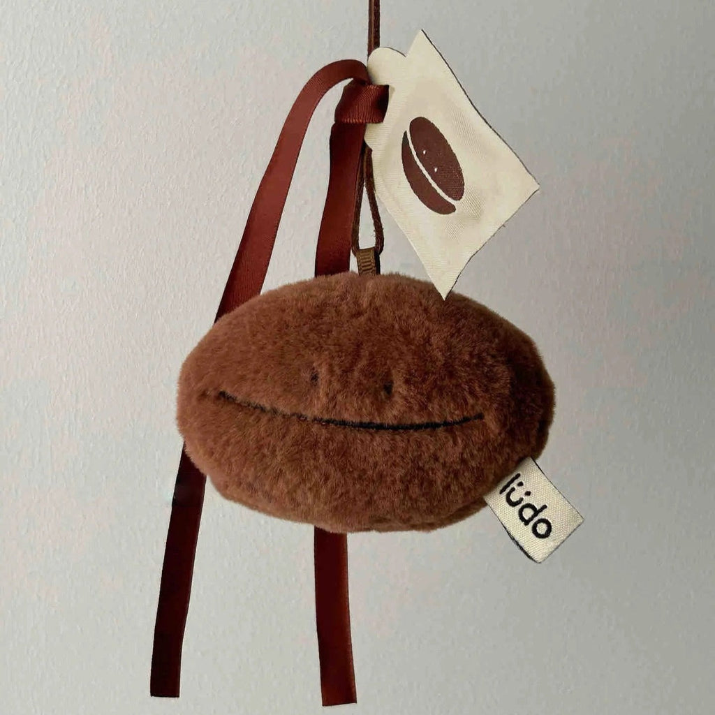 LuLuFun Studio Coffee Bean Plush Bag Charm – Scented Keychain Brown