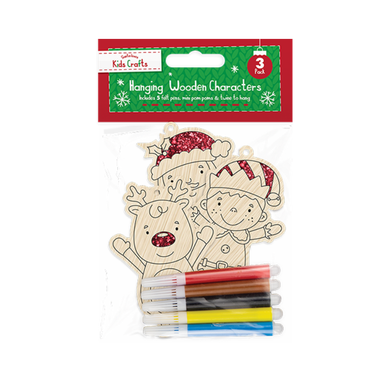 PoundFun Christmas Colour In Hanging Characters DIY Ornament Craft Kit