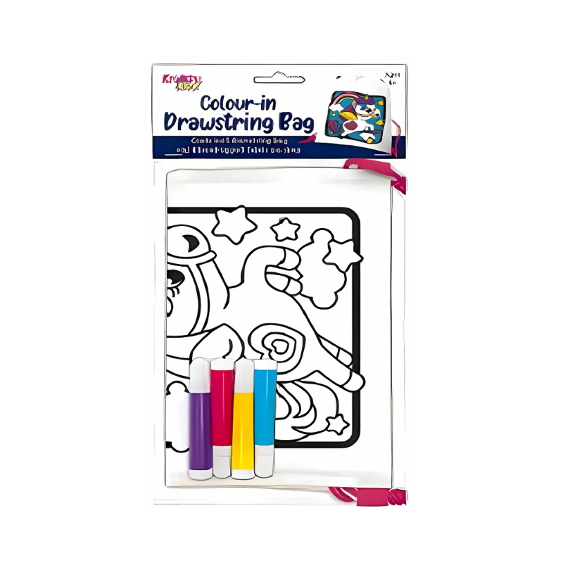PoundFun Colour Your Own Dinosaur Drawstring Bag - DIY Cotton Craft Kit