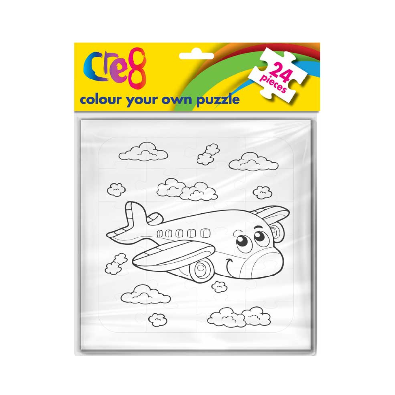 PoundFun Colour Your Own Plane & Dinosaur Jigsaw Puzzles - 2 Pack