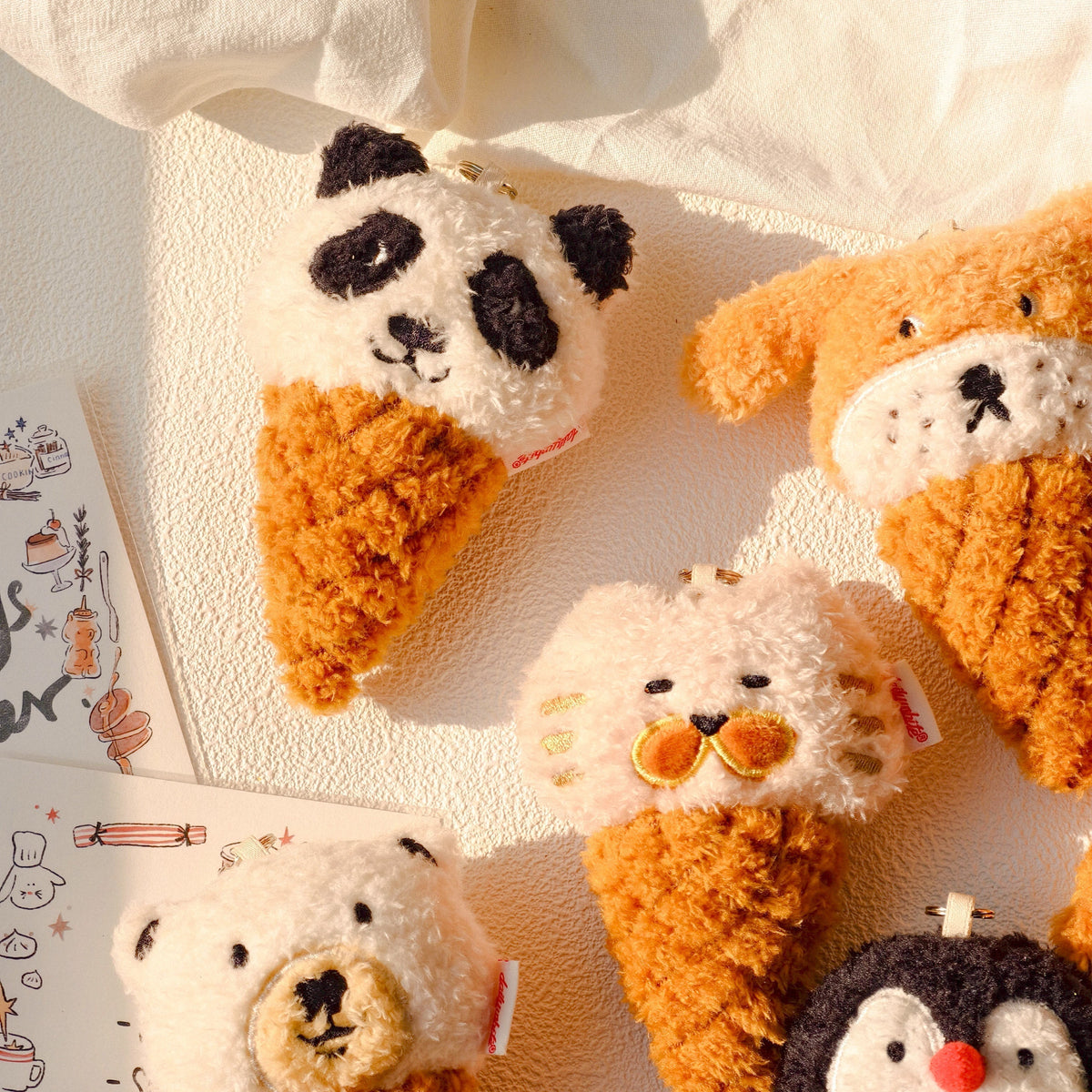 LuLuFun Studio Puppy Ice Cream Cone Plush Charm - Kawaii Bag Keychain