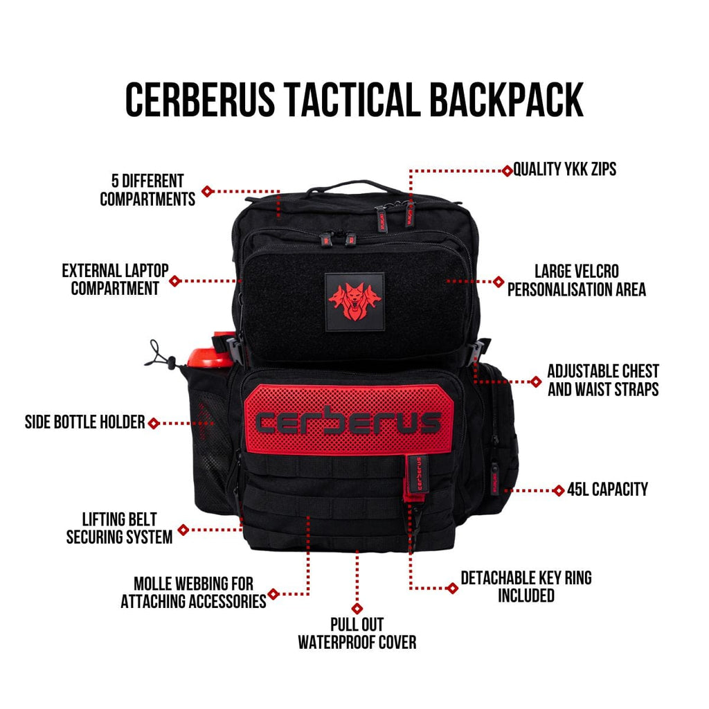 CERBERUS Tactical Backpack | 45L Large Gym Rucksack | 1000D Nylon Cordura