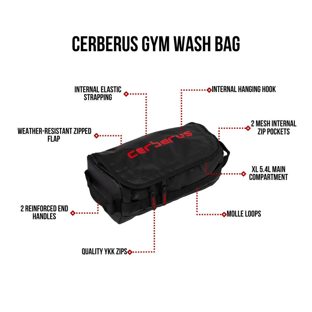 CERBERUS Strength Gym Wash Bag – XL 5.4L Water-Resistant PVC Tarpaulin
