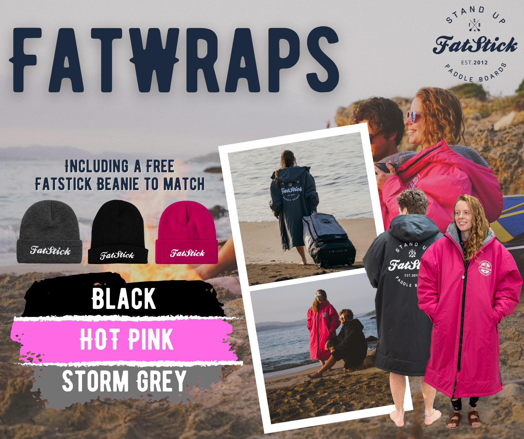 FatStick Kids Waterproof Changing Robe – Sherpa Fleece Lined (Ages 5-13)