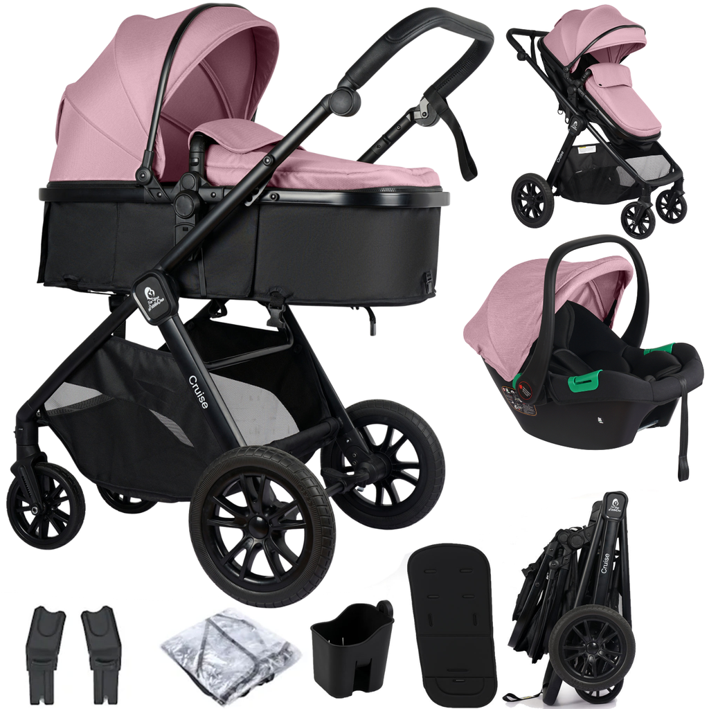 For Your Little One Cruise 3-in-1 Travel System with R129 Car Seat – Blush Rose