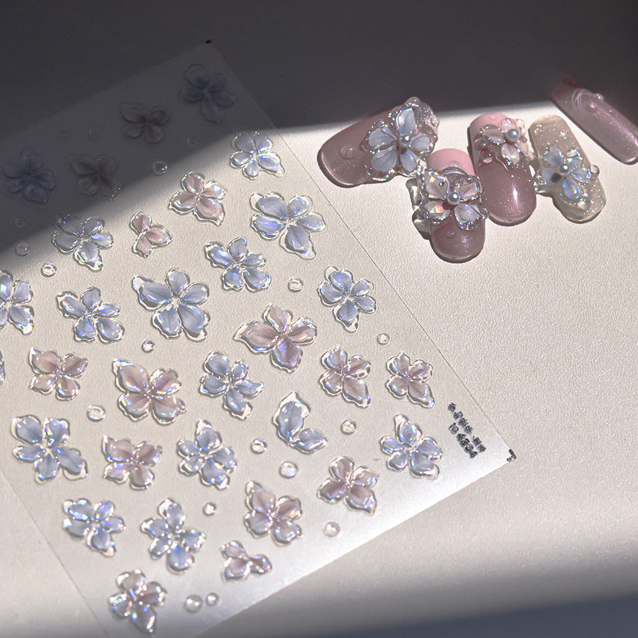 LuLuFun Studio Crystal Flower Nail Art Stickers – Ultra-Thin Floral Decals