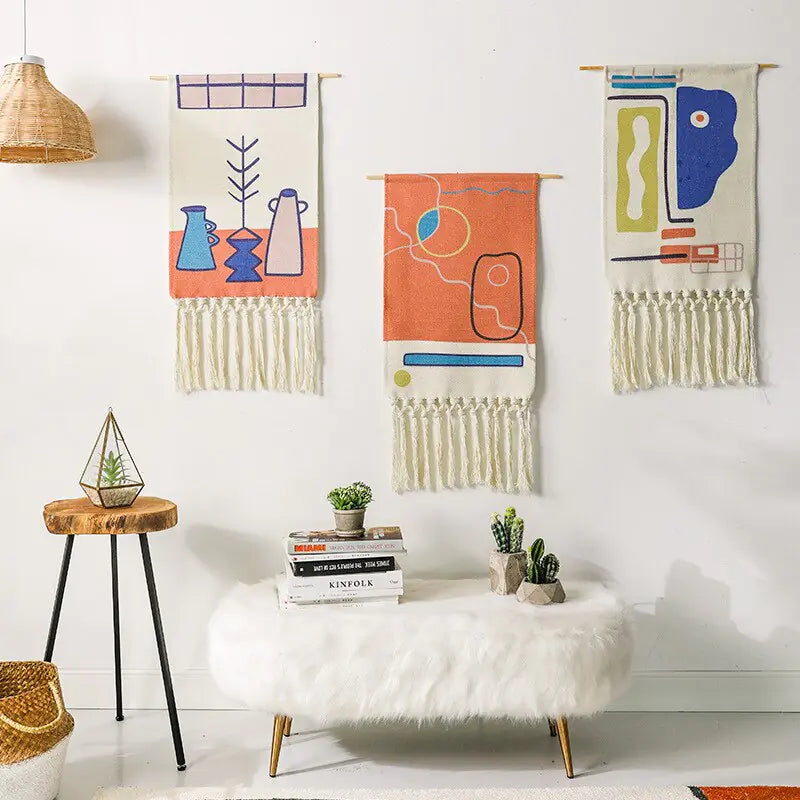 Handwoven Tassel Wall Hanging – Nordic Style Tapestry