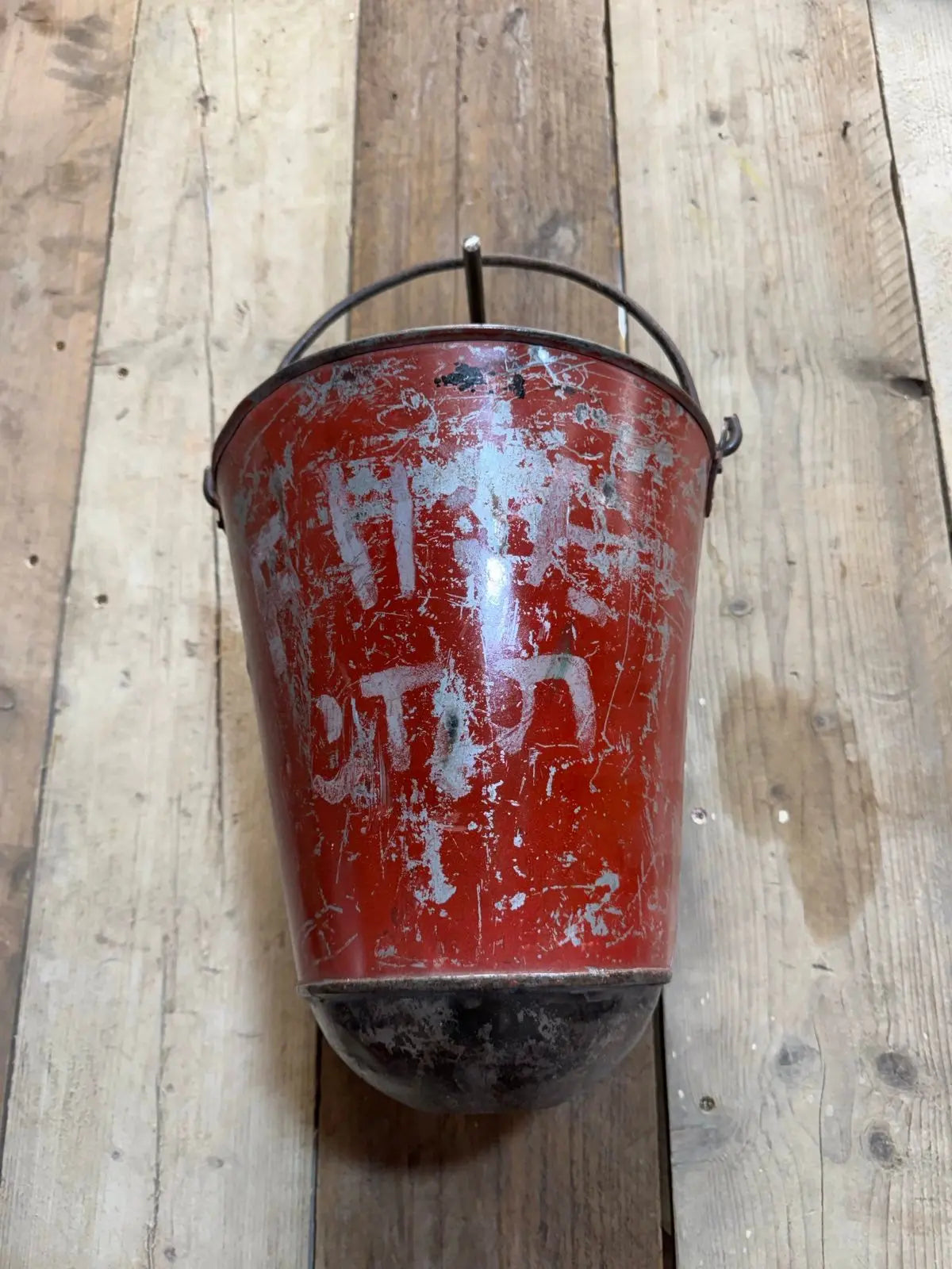 Vintage Galvanised Metal Hanging Fire Bucket Planter | Rustic Warehouse