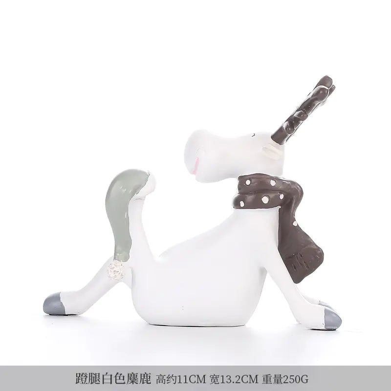 Nordic Elk Decorative Resin Figurine – Pastel Home Ornament (3 Colours)