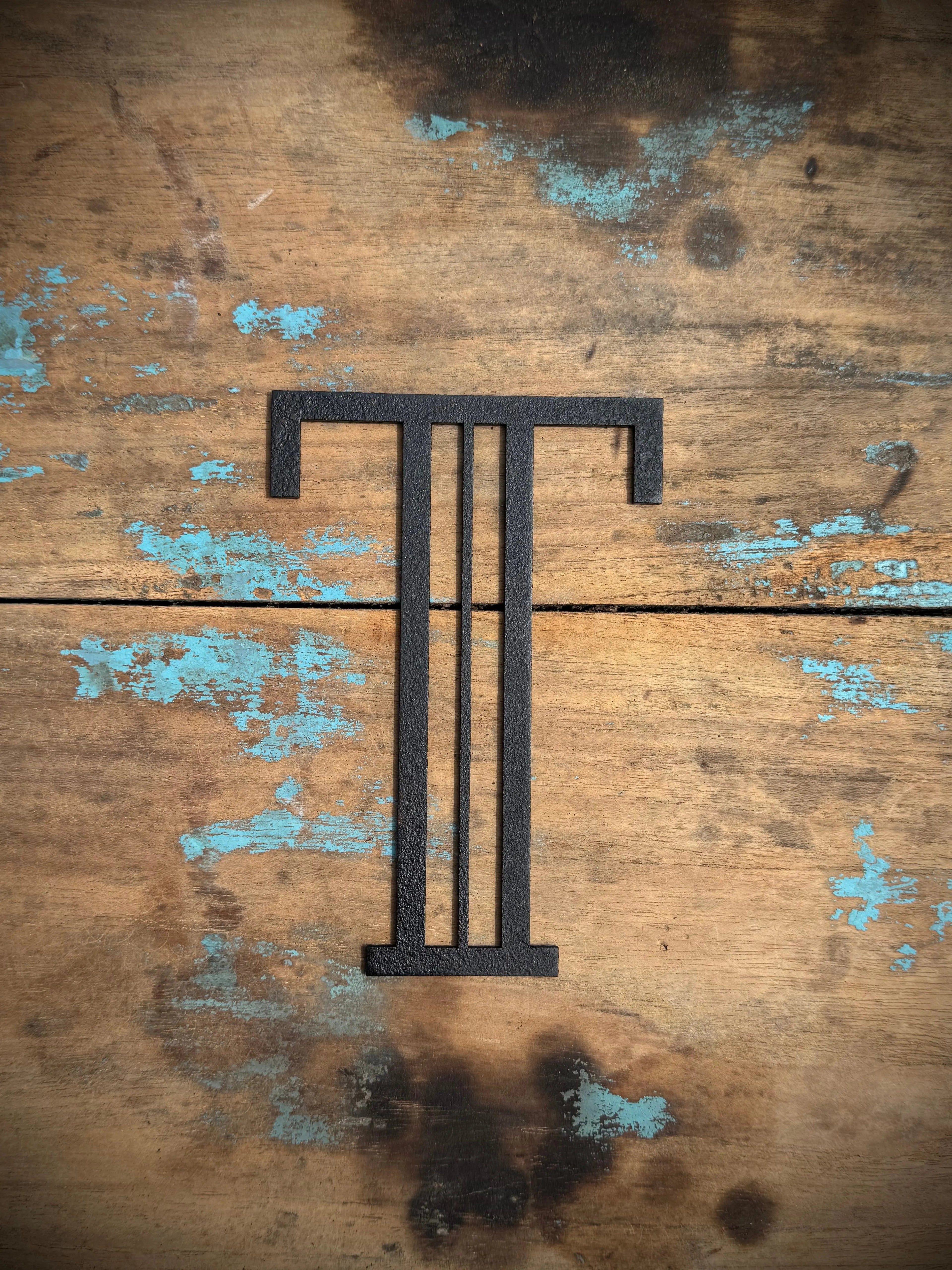 Art Deco Metal Letters & Numbers | Distressed Black Steel Wall Decor