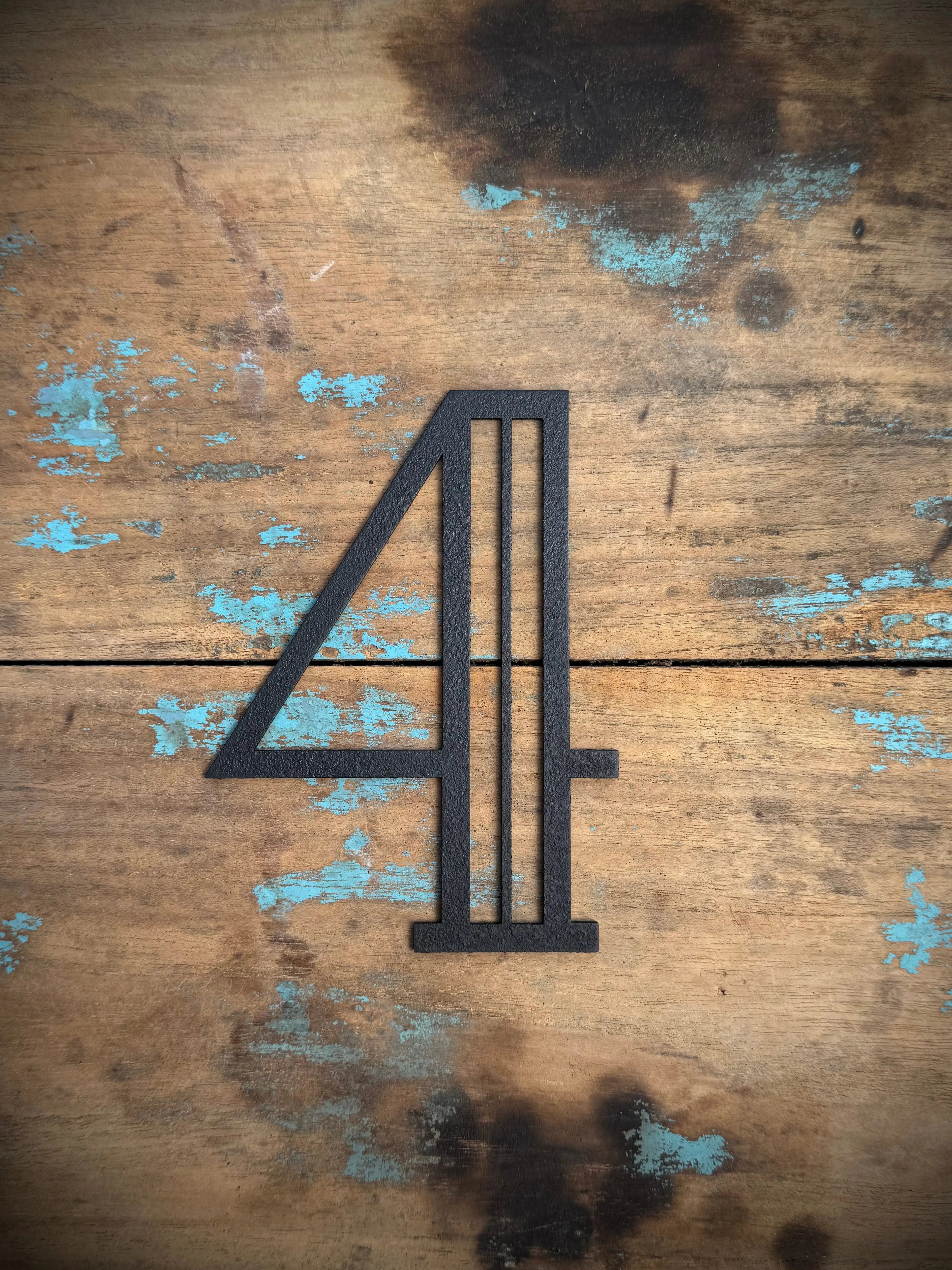 Art Deco Metal Letters & Numbers | Distressed Black Steel Wall Decor