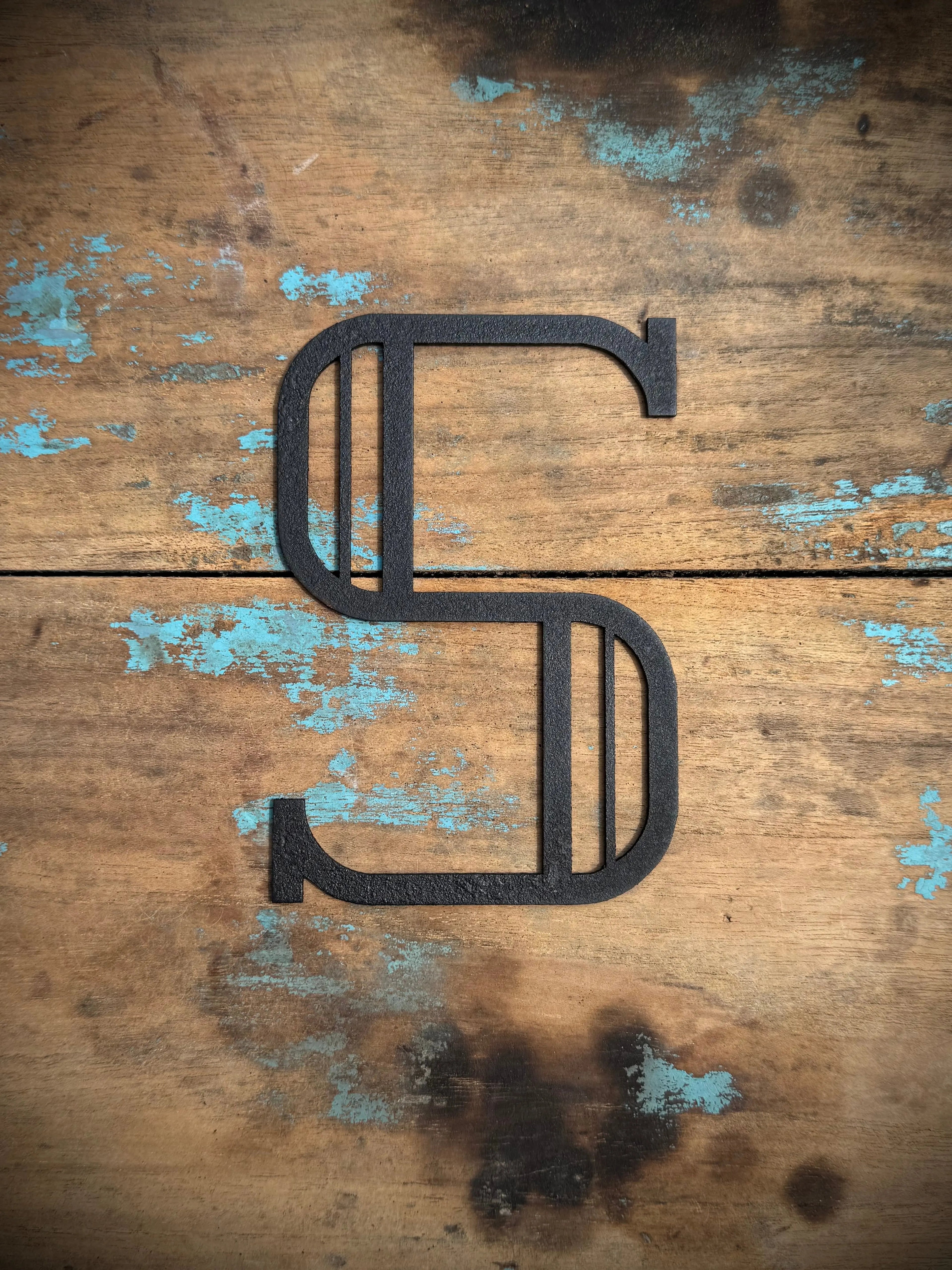Art Deco Metal Letters & Numbers | Distressed Black Steel Wall Decor
