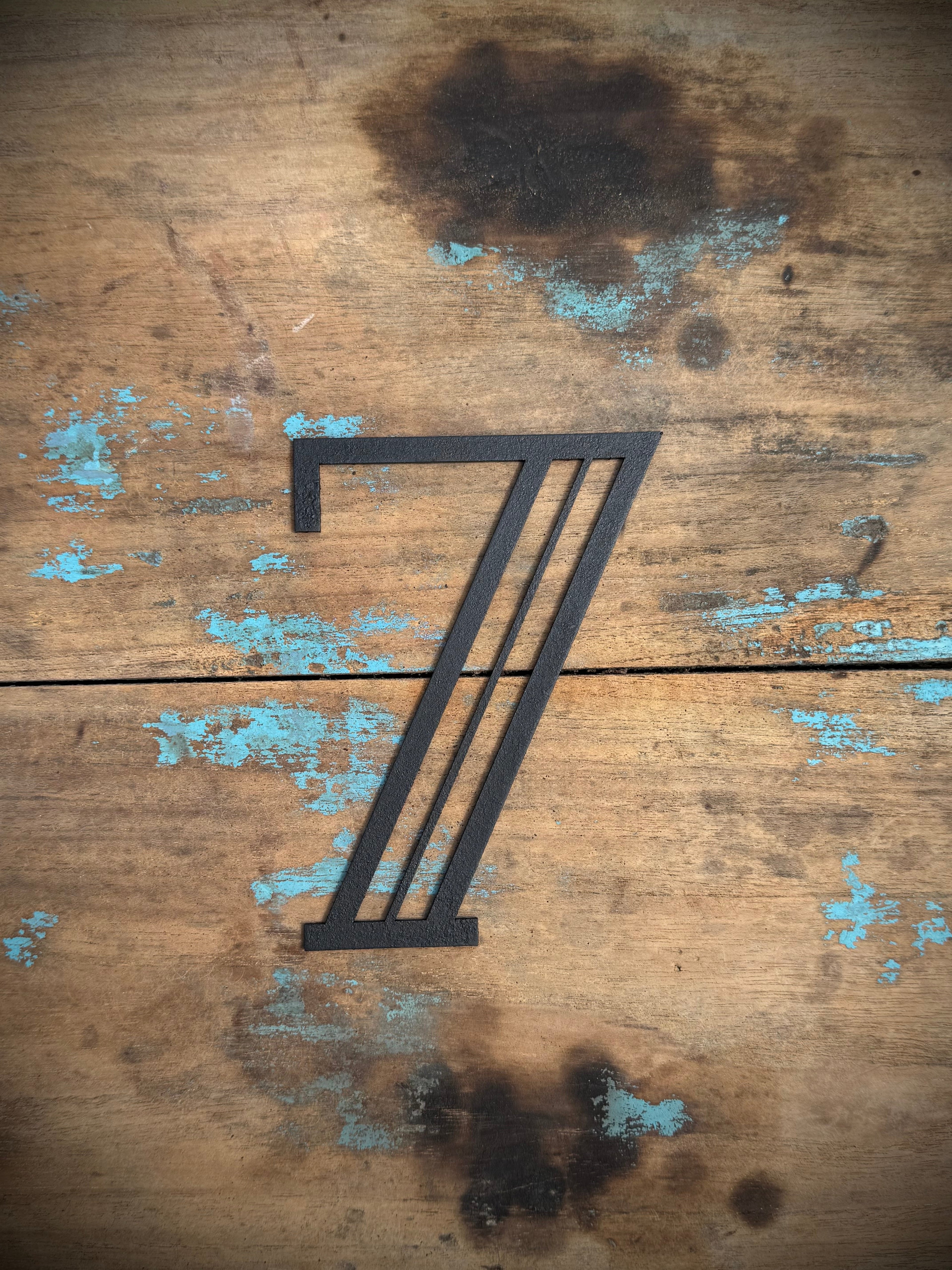 Art Deco Metal Letters & Numbers | Distressed Black Steel Wall Decor