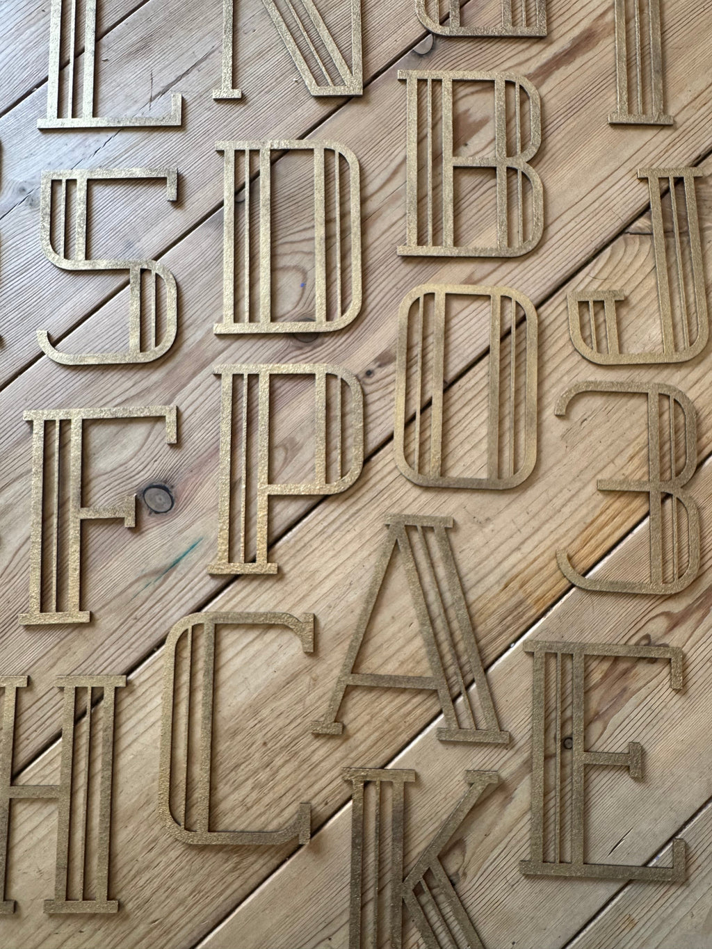 Rustic Warehouse Gold Art Deco Metal Alphabet Letters for House Signs