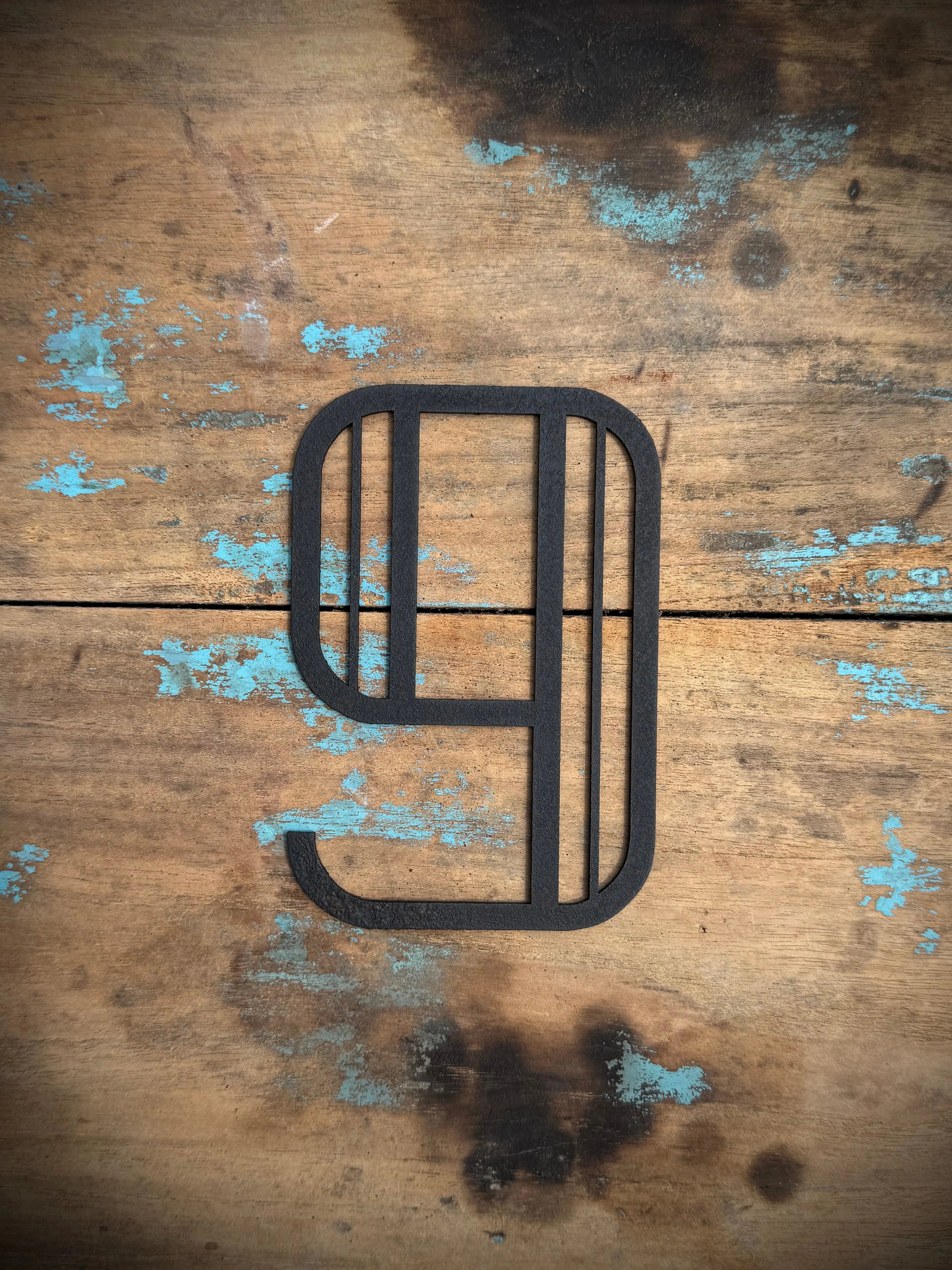 Art Deco Metal Letters & Numbers | Distressed Black Steel Wall Decor