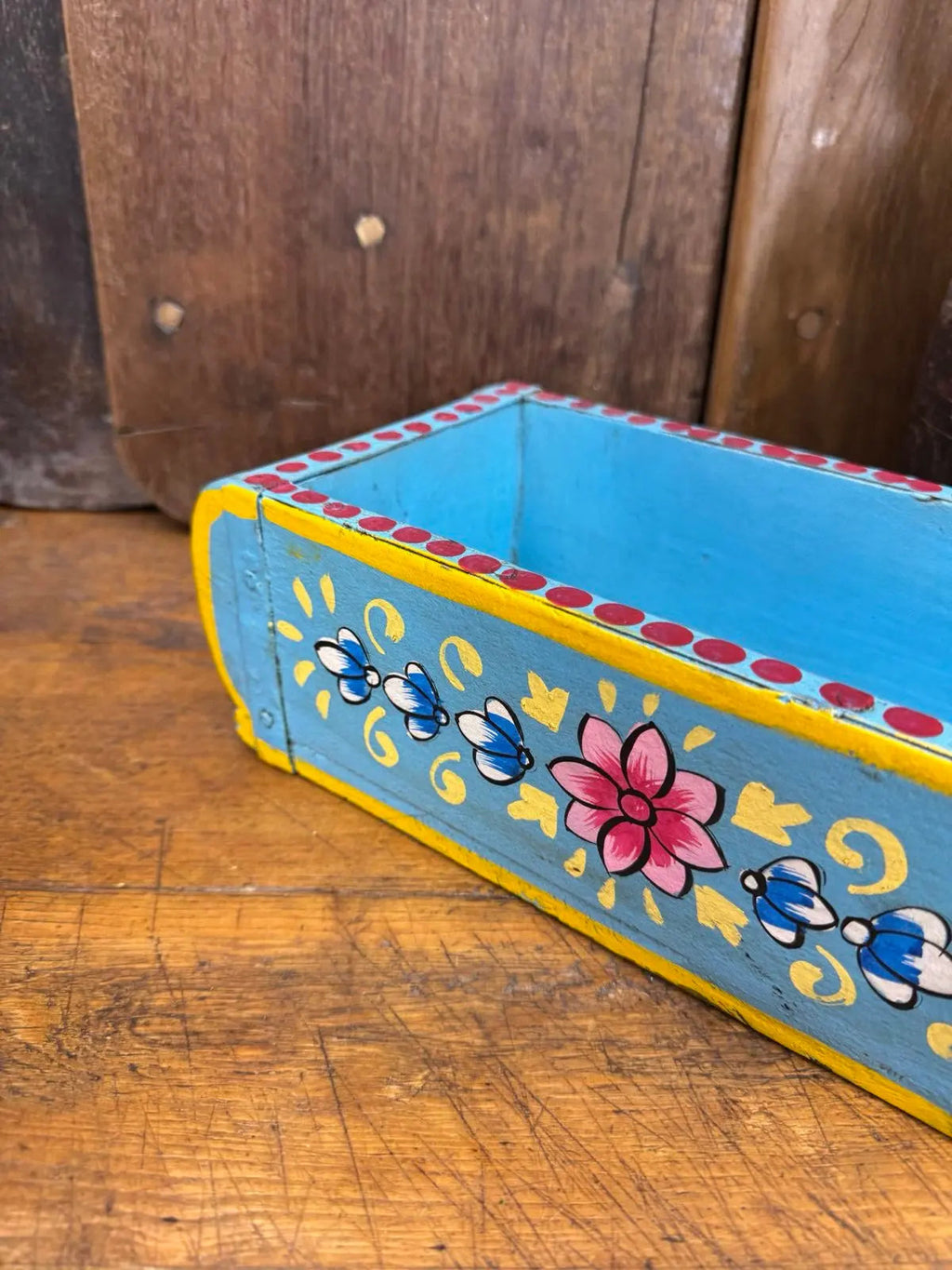 Rustic Warehouse Norfolk | Vintage Blue Wooden Brick Mould Planter