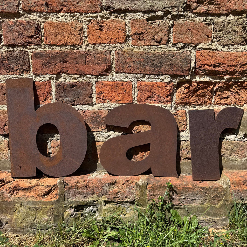 Rustic Metal BAR Letters Sign – Handmade Steel Wall Art by Rustic Warehouse