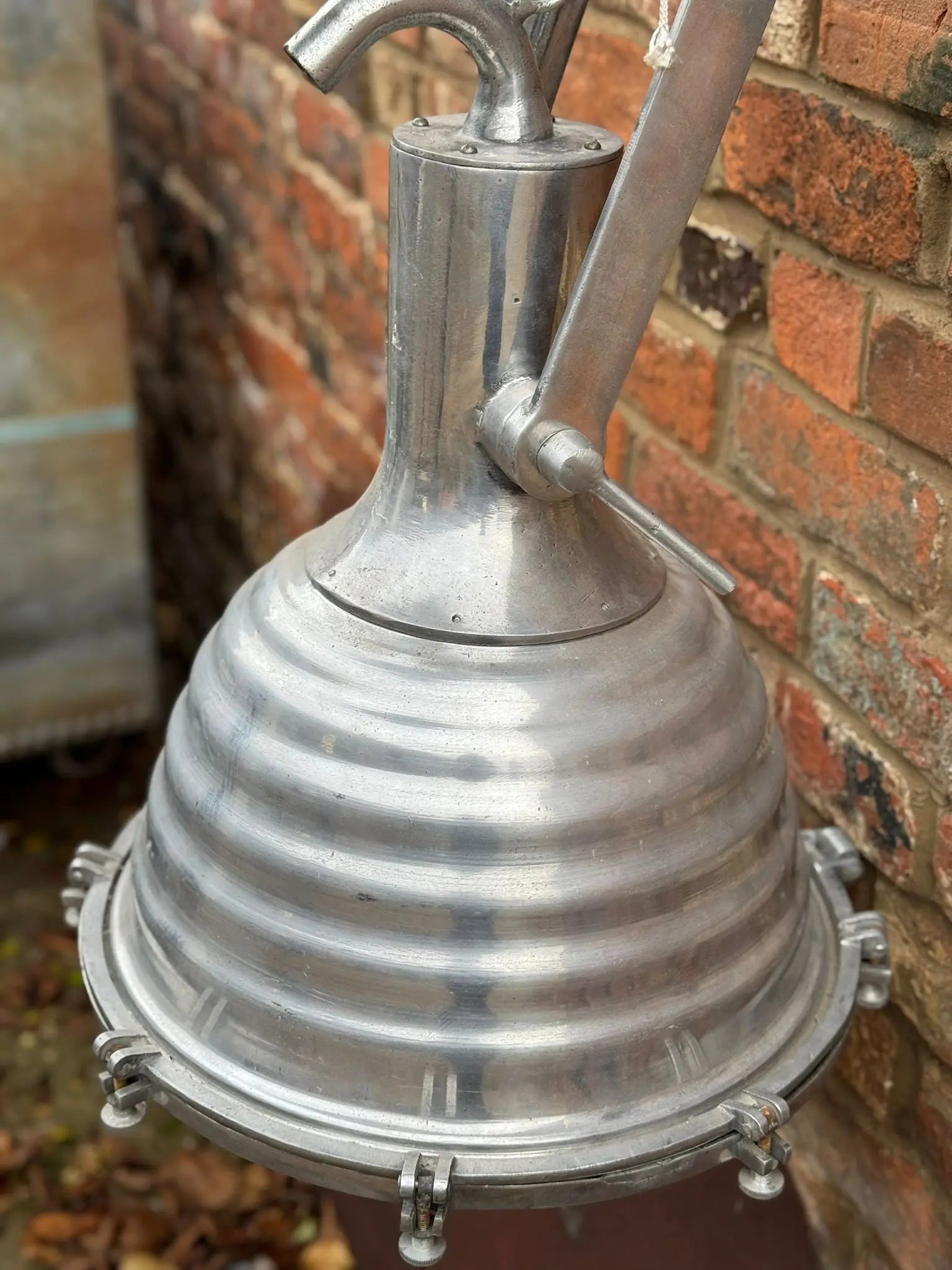 Pair of Vintage WISKA Ship Lights – Polished Aluminium Industrial Lamps