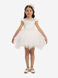 DRESS & Fleur Baby Girls White Lace Dress with Tulle Skirt and Bows