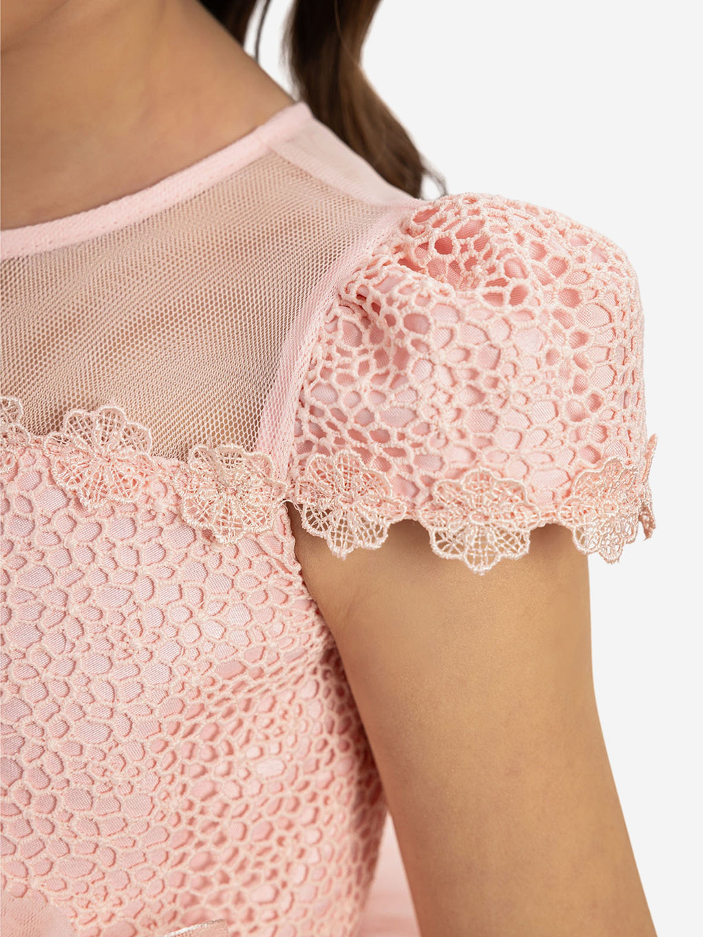 DRESS & Fleur Baby Girls Pink Lace Dress with Tulle Skirt and Bows