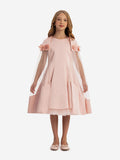 DRESS & Fleur Girls Pink Satin Dress with Removable Cape and Tulle