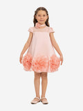 DRESS & Fleur Girls Pink Satin Dress with 3D Flower Choker | Childsplay
