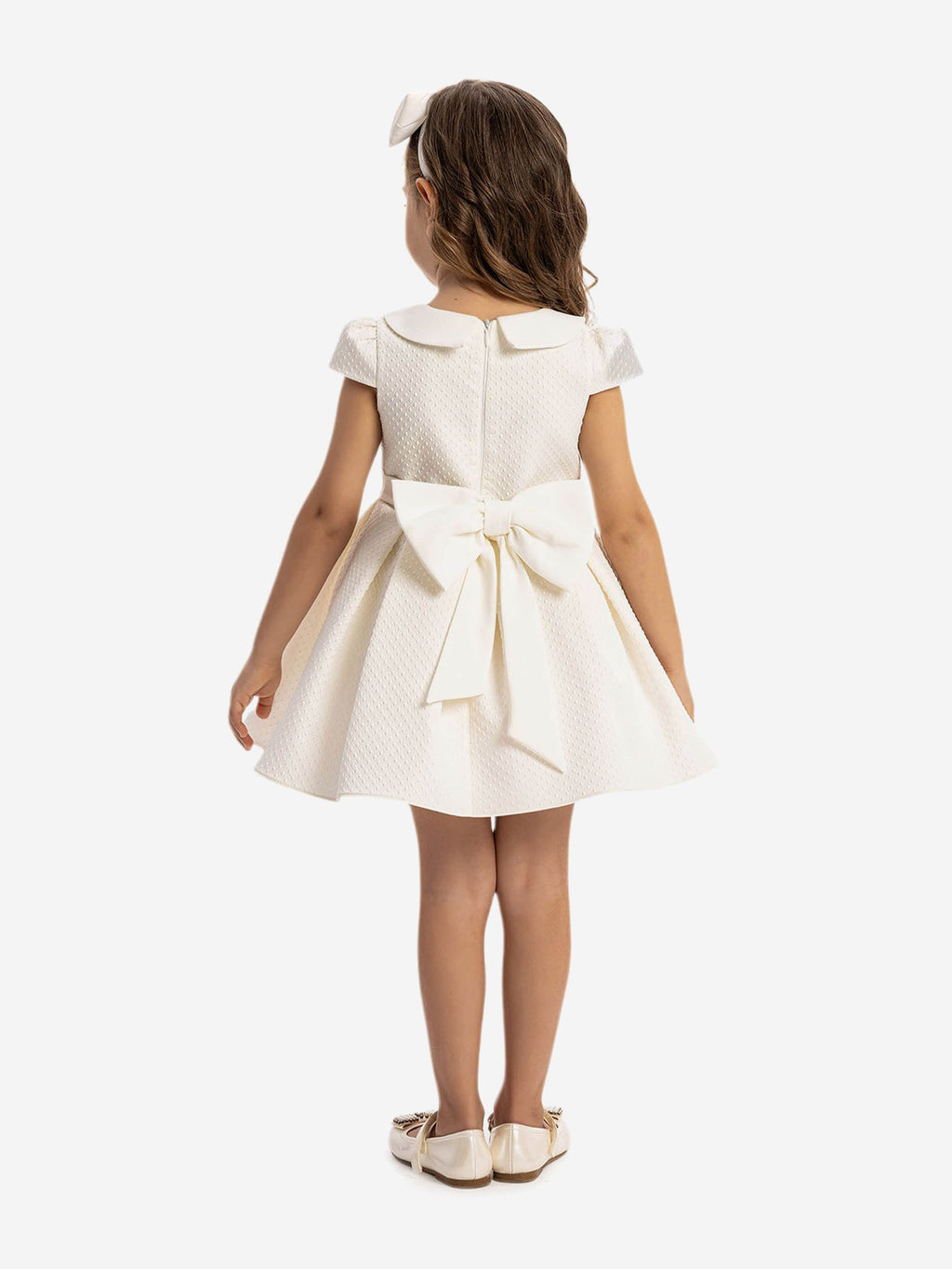 DRESS & Fleur Baby Girls White Jacquard Dress and Headband Set