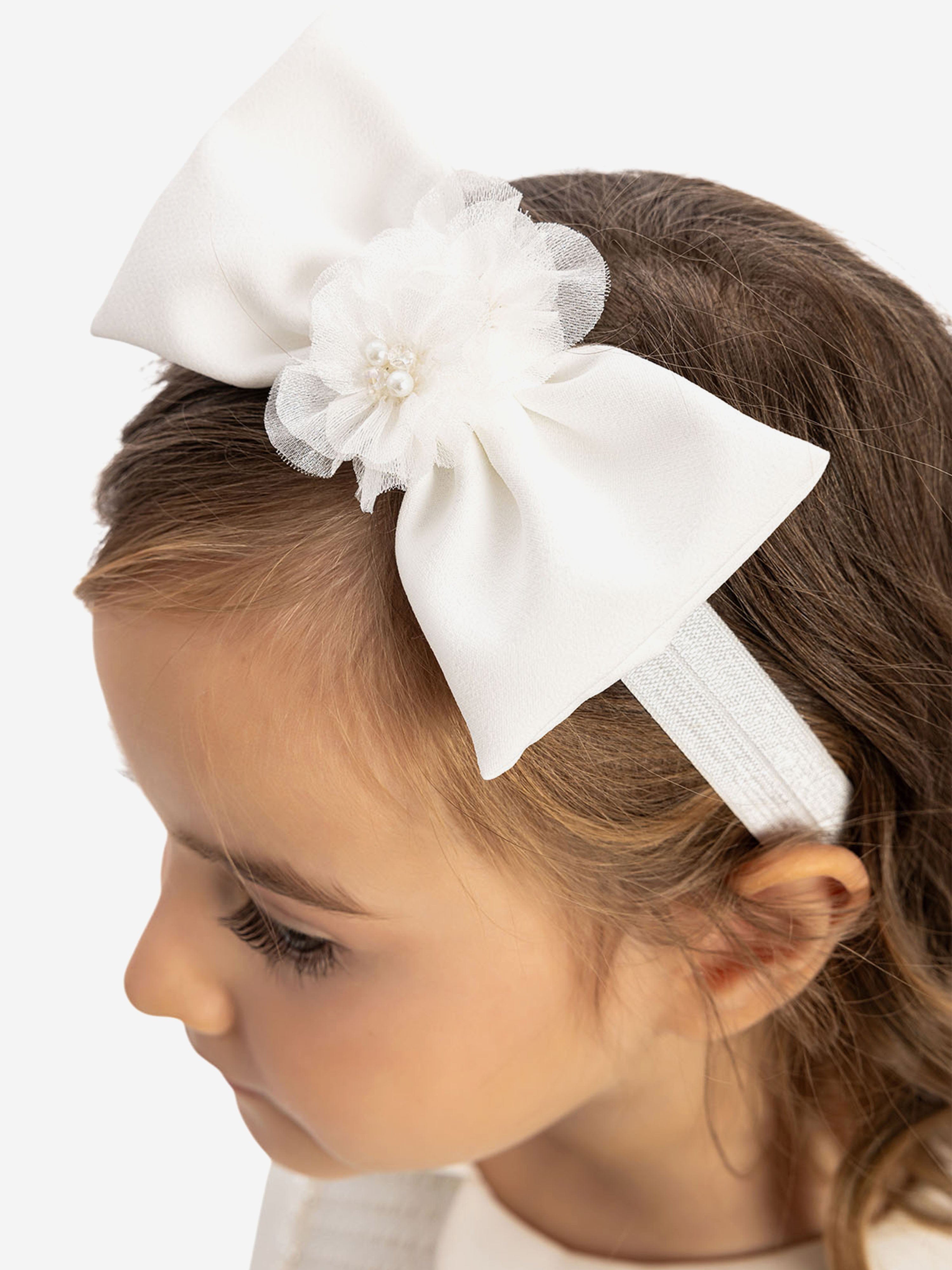 DRESS & Fleur Baby Girls White Jacquard Dress and Headband Set