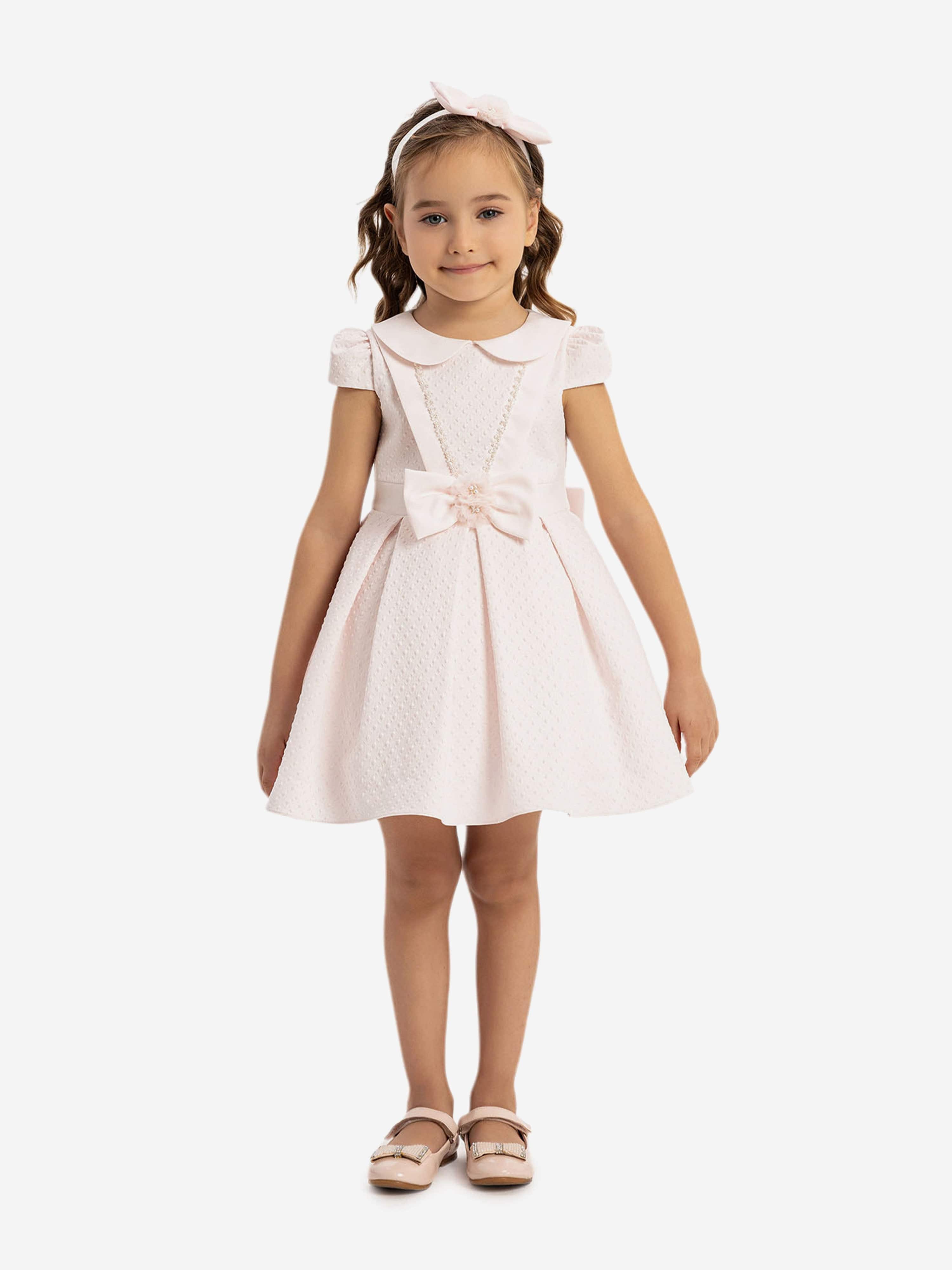 DRESS & Fleur Baby Girls Pink Jacquard Dress and Headband Set