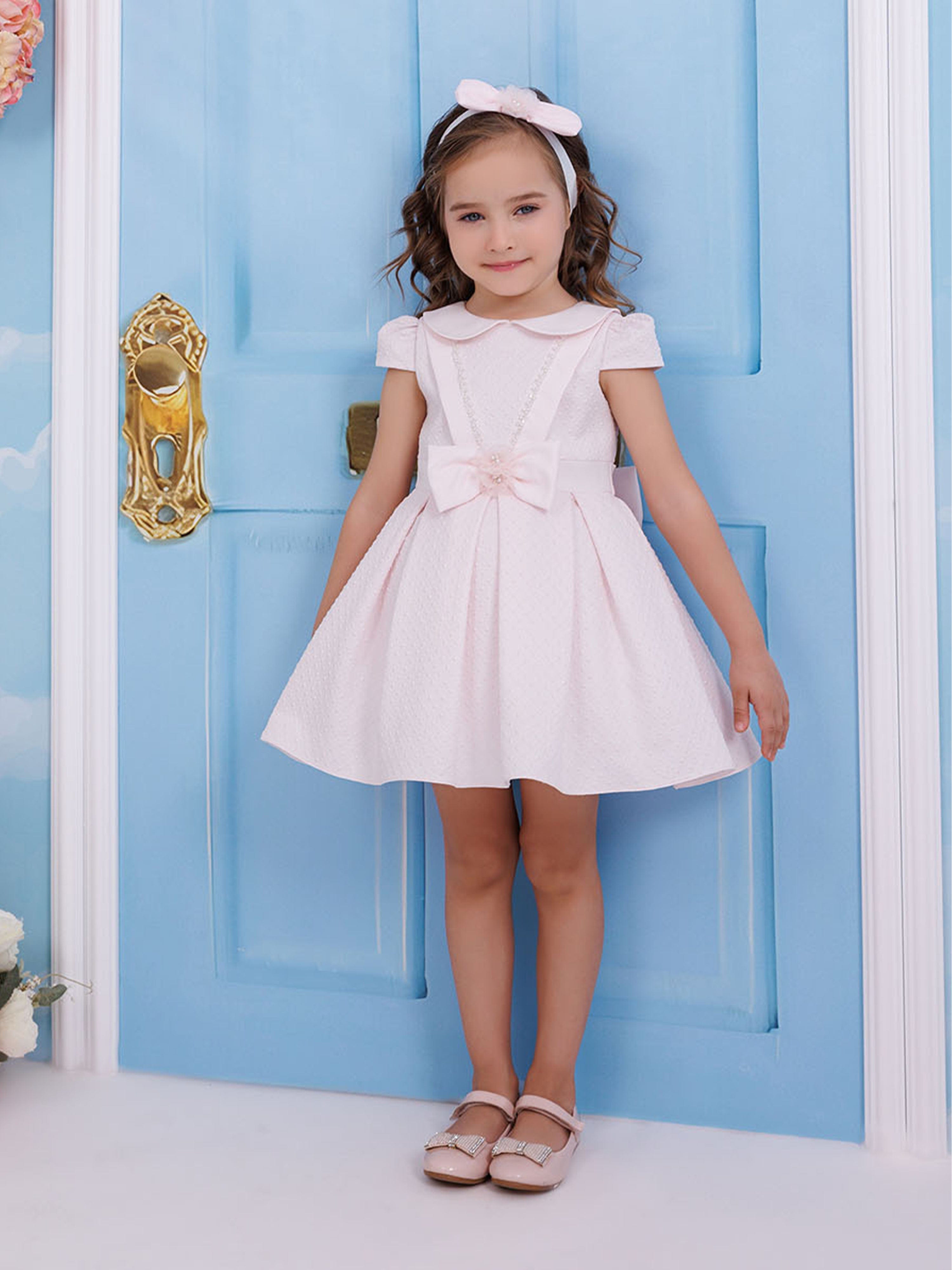DRESS & Fleur Baby Girls Pink Jacquard Dress and Headband Set