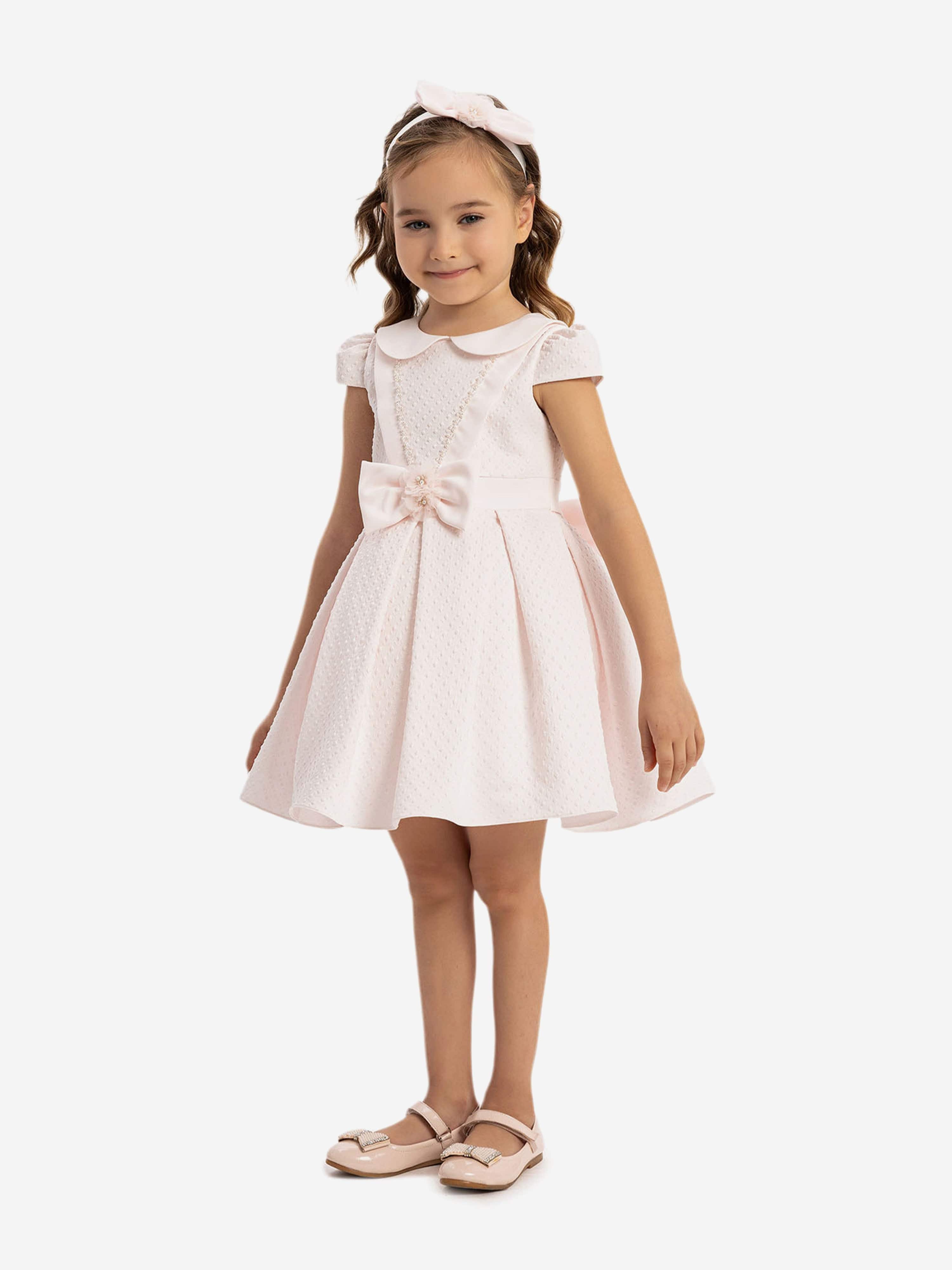 DRESS & Fleur Baby Girls Pink Jacquard Dress and Headband Set