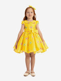 DRESS & Fleur Baby Girls Floral Dress with Headband in Yellow – Cotton