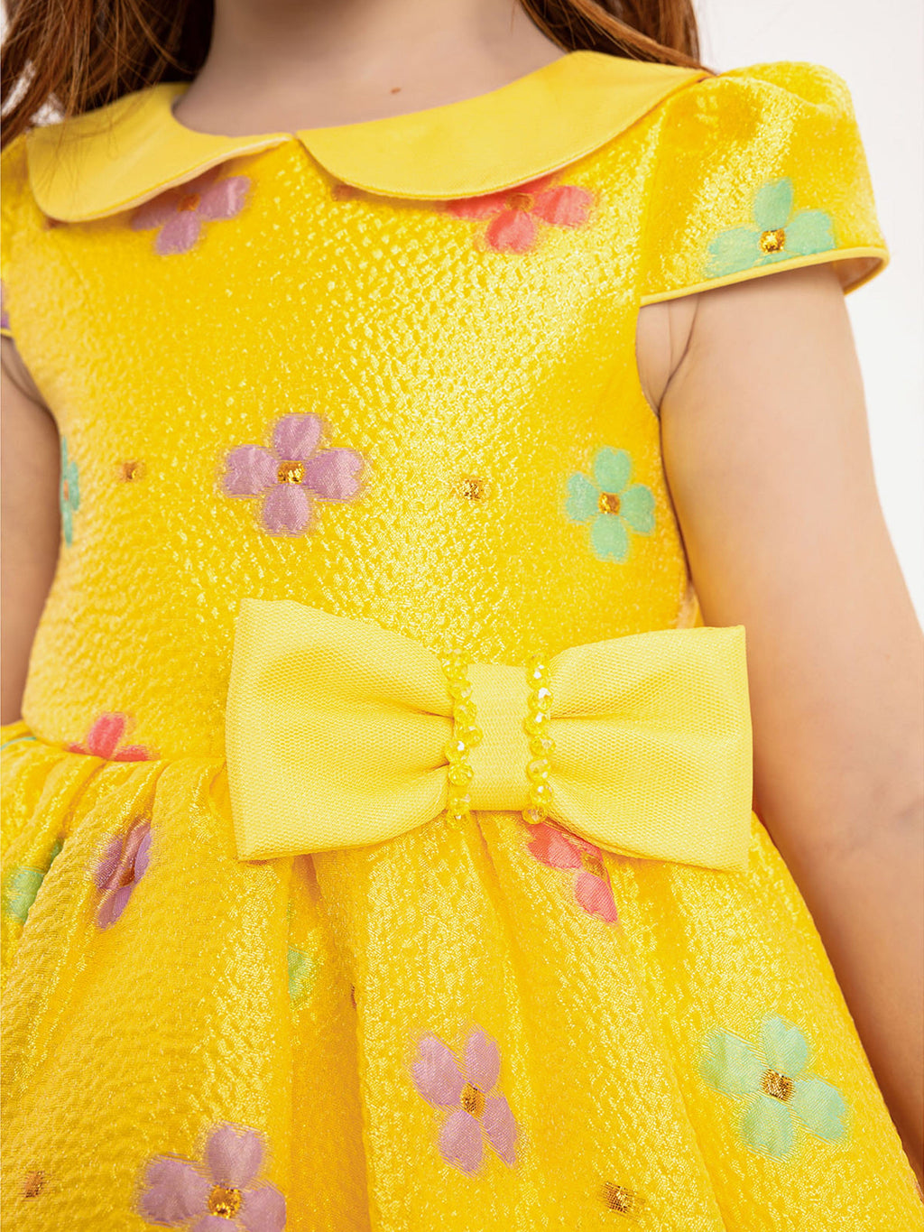 DRESS & Fleur Baby Girls Floral Dress with Headband in Yellow – Cotton