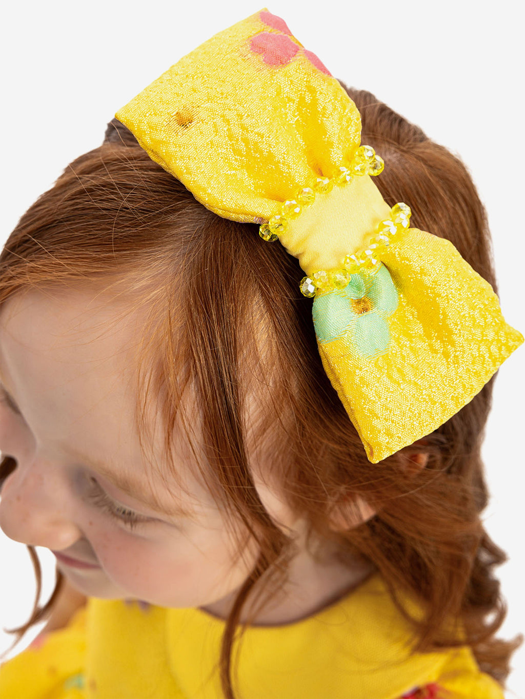 DRESS & Fleur Baby Girls Floral Dress with Headband in Yellow – Cotton