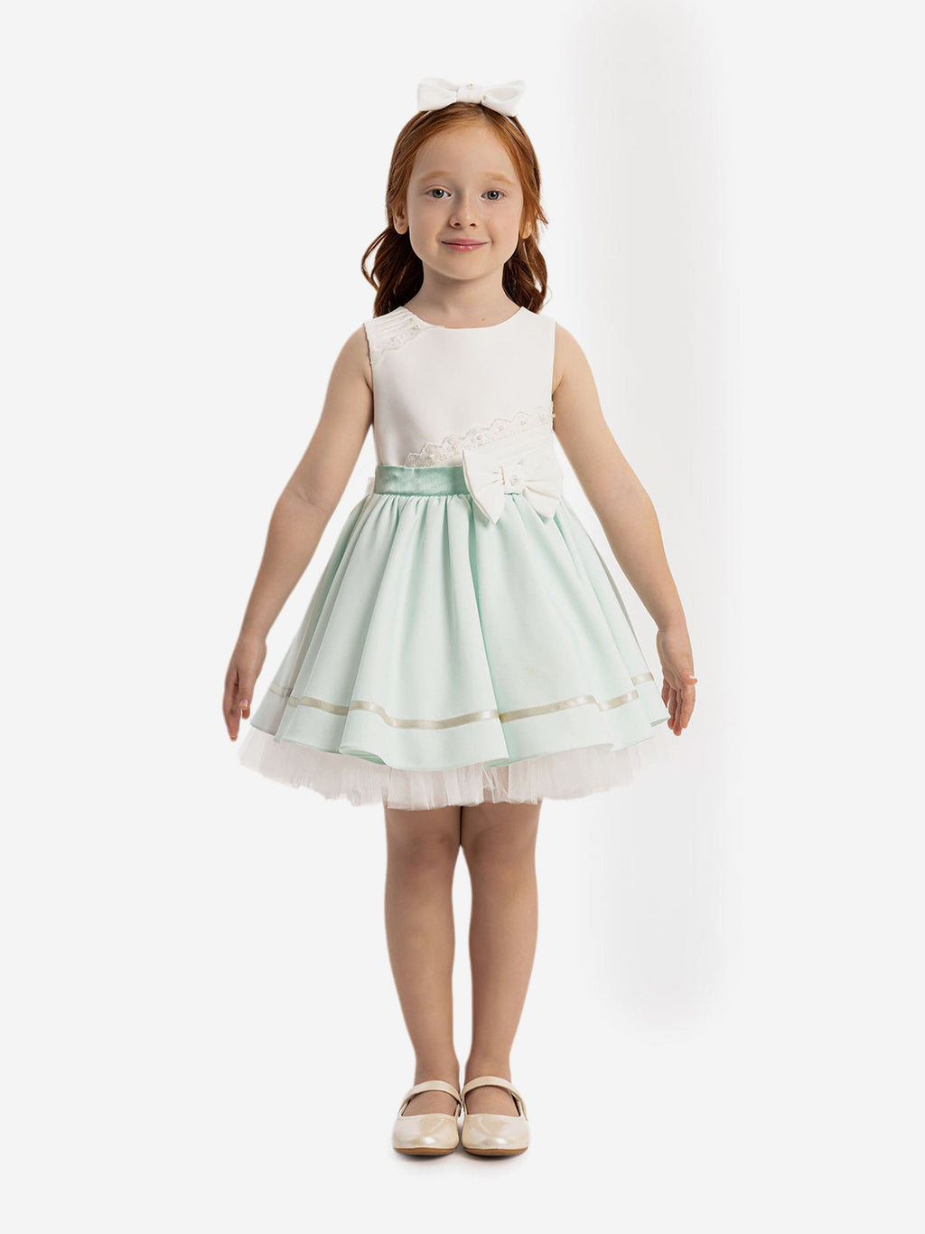 DRESS & Fleur Baby Girls Green Lace Tulle Dress with Headband